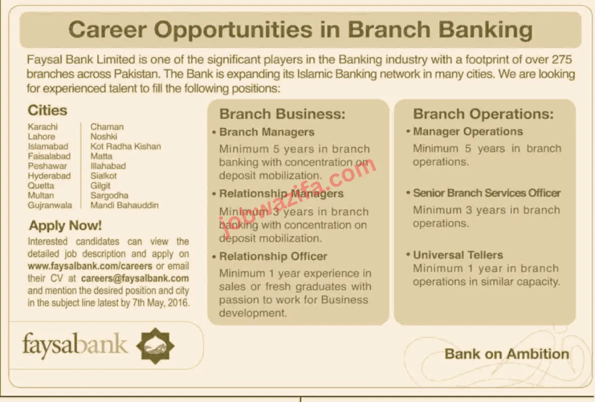 Faysal Bank Jobs Advertisement 2023 Apply Online in Pakistani Banks 2023